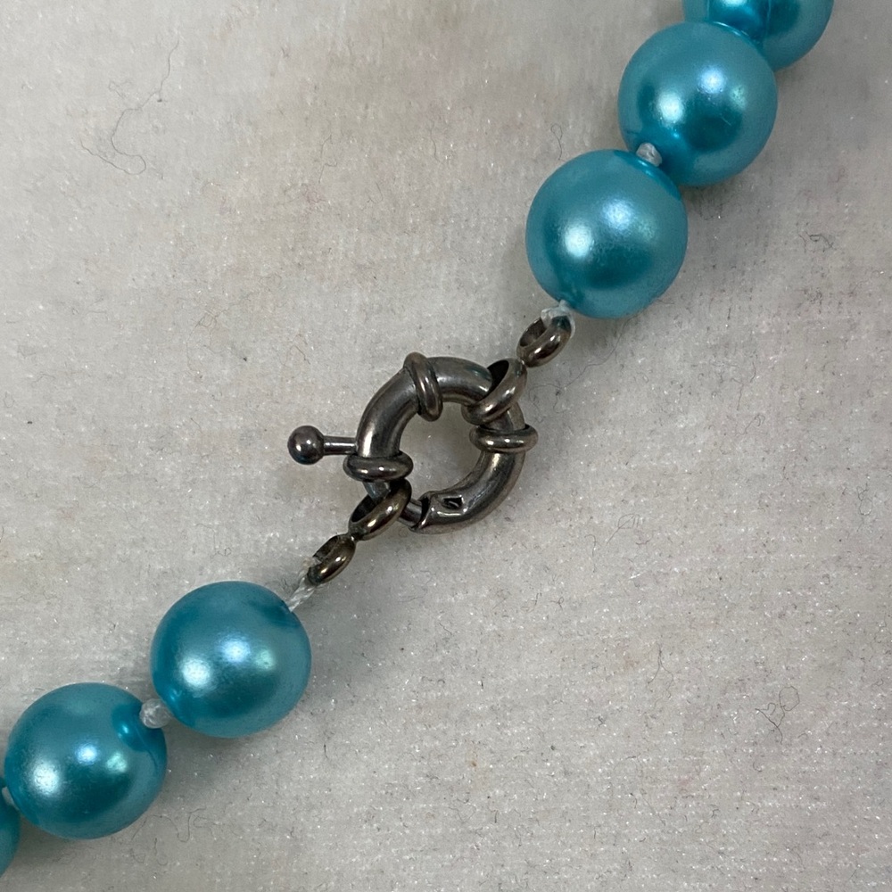 Tiffany Blue Teal Freshwater Cultured Pearl Necklace & Bracelet Set - Picture 10 of 16